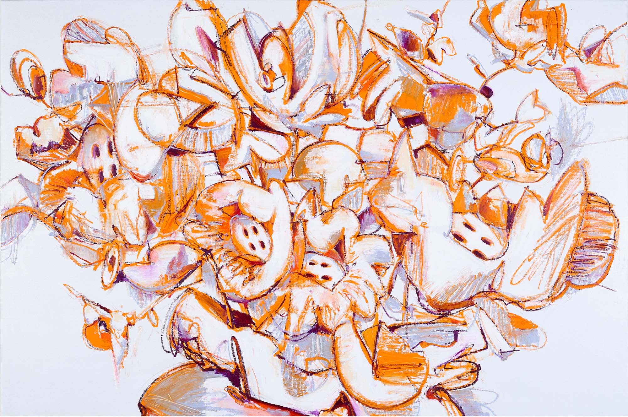 SHUN SUDOの作品。「Traveling flowers」Oil and oil stick on canvas, 2026。