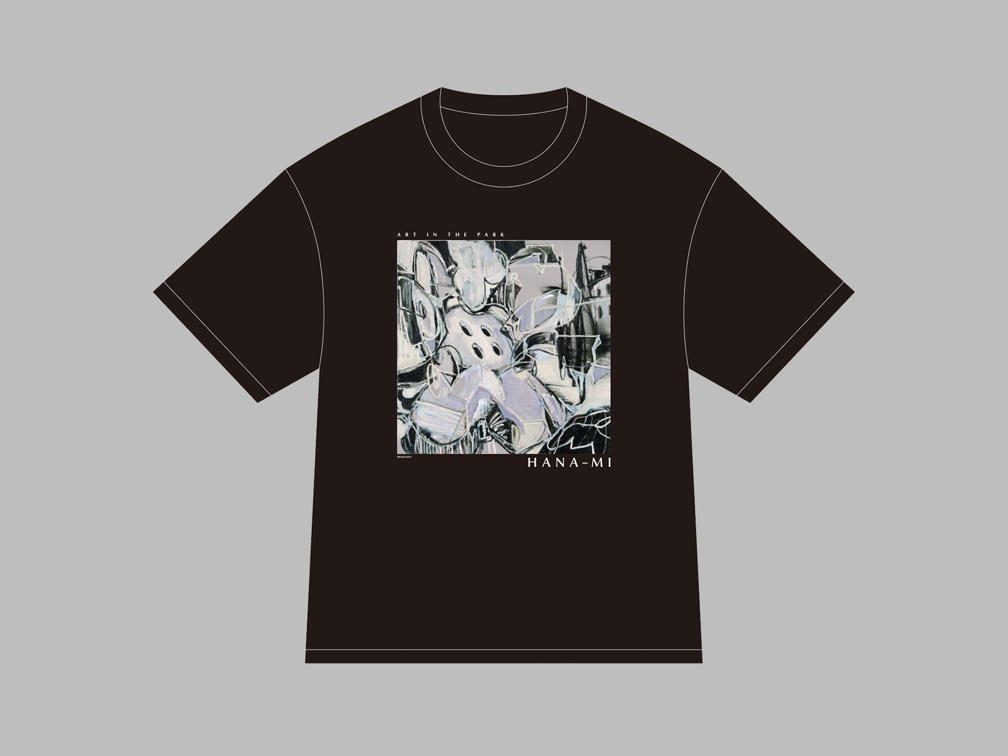 会場限定のオリジナルグッズ。黒地のTシャツのイメージ図。
